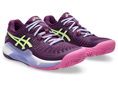 Asics (wmns)  Gel-resolution 9 Padel 'deep Mauve Lime Green' In Purple