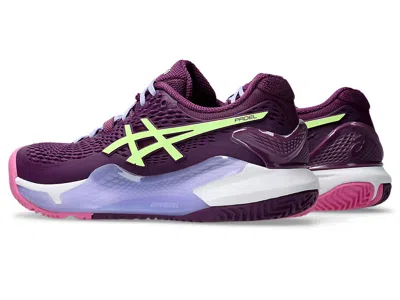 Asics (wmns)  Gel-resolution 9 Padel 'deep Mauve Lime Green' In Purple
