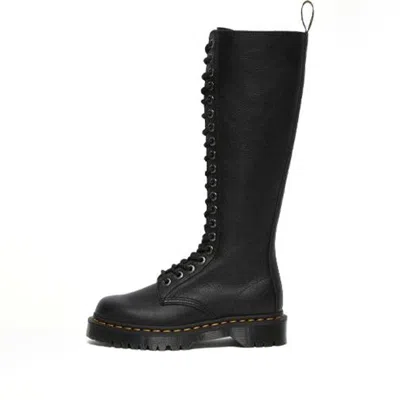 Dr. Martens Tall Black Leather Boots With Lace-up Design