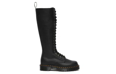 Dr. Martens Tall Black Leather Boots With Lace-up Design