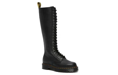 Dr. Martens Tall Black Leather Boots With Lace-up Design