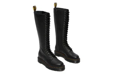 Dr. Martens Tall Black Leather Boots With Lace-up Design