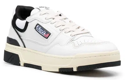 Autry White Low Top Sneakers With Black Details And Logo Patch In Leather And Suede Man