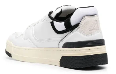 Autry White Low Top Sneakers With Black Details And Logo Patch In Leather And Suede Man