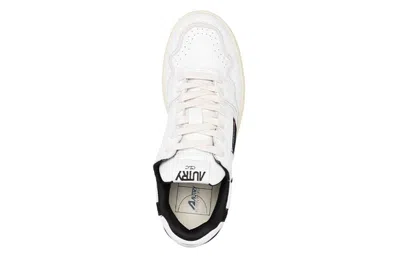 Autry White Low Top Sneakers With Black Details And Logo Patch In Leather And Suede Man