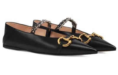 Gucci Horsebit Flat Shoes In Black