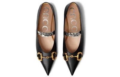 Gucci Horsebit Flat Shoes In Black