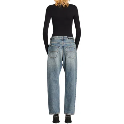 Balenciaga Distressed Buckled Straight Jeans In Blue