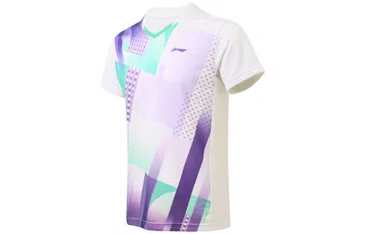 Li-ning Quick Dry 2022 Spring Badminton Tee 'white Purple' In Multi