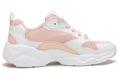 Skechers (wmns)  D Lites Low Running Shoes White/pink In Nude
