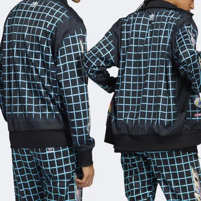 Adidas Originals X Jeremy Scott Crossover Cartoon Plaid Printing Sports Jacket Black In Multi