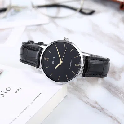 Casio Leather Band Waterproof Quartz Black Analog