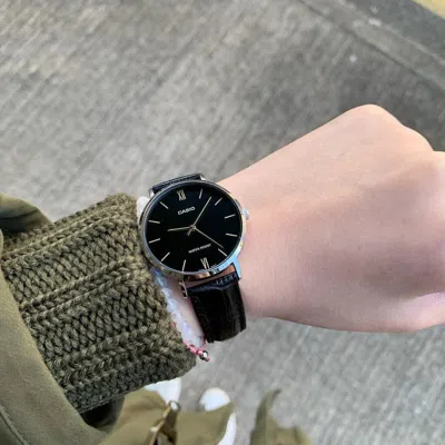 Casio Leather Band Waterproof Quartz Black Analog
