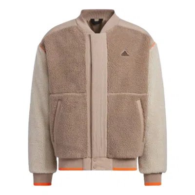 Adidas Originals Adidas Fleece Collegiate Padded Jacket 'beige' In Brown