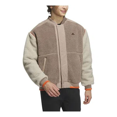 Adidas Originals Adidas Fleece Collegiate Padded Jacket 'beige' In Brown