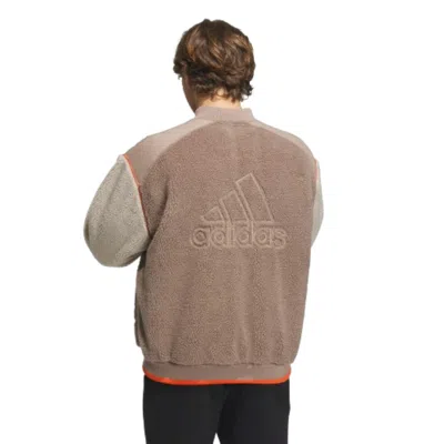 Adidas Originals Adidas Fleece Collegiate Padded Jacket 'beige' In Brown