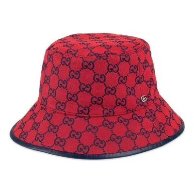 Gucci Gg Monogram Multicolor Reversible Bucket Hat 'red Blue'
