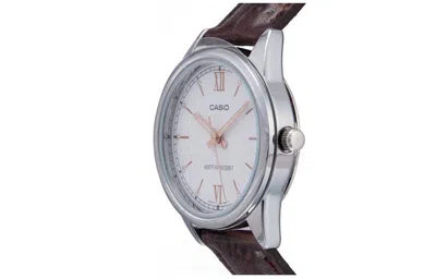 Casio Quartz Waterproof White Dial White Analog In Brown