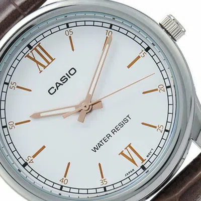 Casio Quartz Waterproof White Dial White Analog In Brown