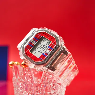 Casio G-shock Digital 'white Orange' In Silver