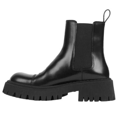 Balenciaga Tractor Bootie L20 Leather Boots In Black