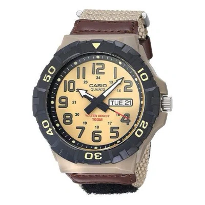 Casio Men's  Waterproof Quartz Luminous Dial 28.4mm Nylon Strap Watch Mens Khaki Analog In Multi
