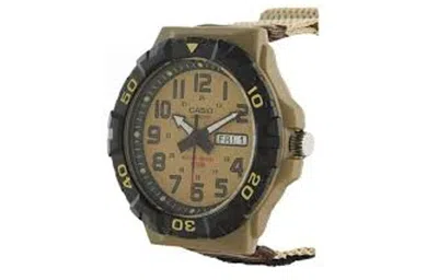 Casio Men's  Waterproof Quartz Luminous Dial 28.4mm Nylon Strap Watch Mens Khaki Analog In Multi