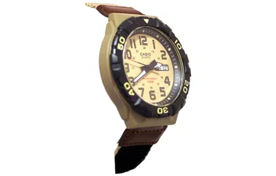 Casio Men's  Waterproof Quartz Luminous Dial 28.4mm Nylon Strap Watch Mens Khaki Analog In Multi