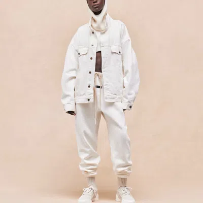 Essentials Fear Of God  Fw23 Denim Jacket 'cloud Dancer' In White