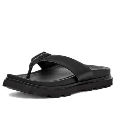 Ugg Capitola Flip Mens Solid Leather Flip-flops In Black