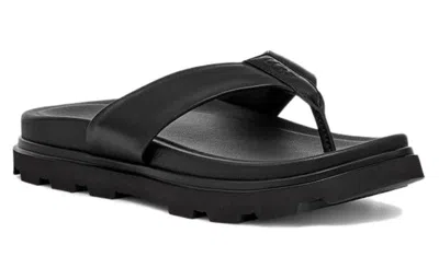 Ugg Capitola Flip Mens Solid Leather Flip-flops In Black