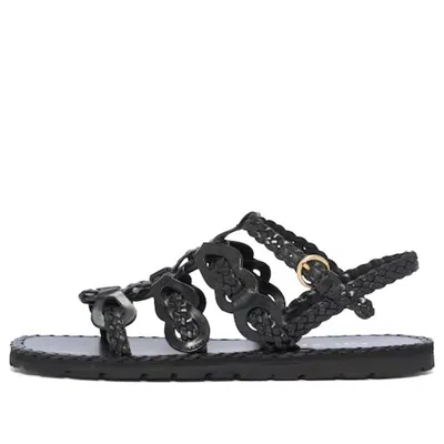 Prada Braided Strappy Sandals In Black