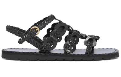 Prada Braided Strappy Sandals In Black