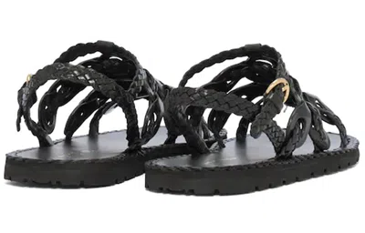 Prada Braided Strappy Sandals In Black