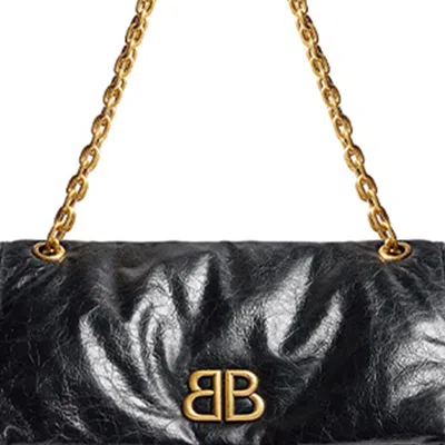 Balenciaga Medium Monaco Chain-strap Shoulder Bag In Black