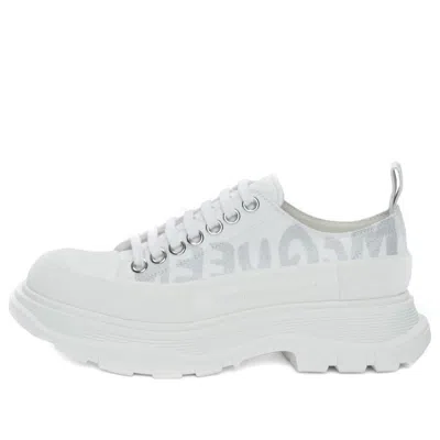 Alexander Mcqueen (wmns)  Tread Slick Low Lace Up Canvas Graffiti 'white Grey' In Gray