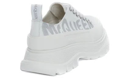 Alexander Mcqueen (wmns)  Tread Slick Low Lace Up Canvas Graffiti 'white Grey' In Gray
