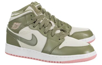Air Jordan (gs)  1 Mid 'bleached Coral' In Green