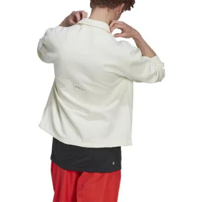 Adidas Originals Adidas Solid Color Logo Single Breasted Lapel Long Sleeves White Jacket