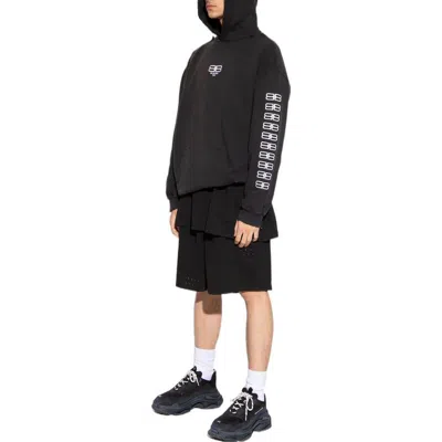Balenciaga Bb Paris Icon Medium Fit Hoodie 'black White'