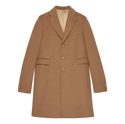 Gucci Single-breasted Camel Hair Coat In Brown