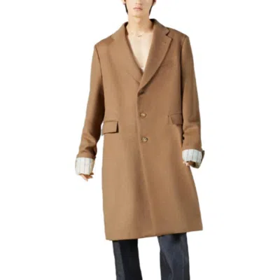 Gucci Single-breasted Camel Hair Coat In Brown