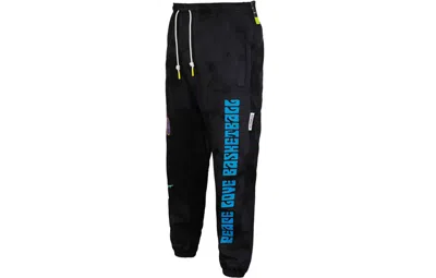 Nike Graffiti Embroidered Basketball Sports Fleece Lined Stay Warm Knit Long Pants Black