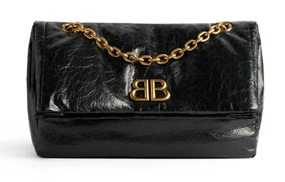 Balenciaga Monaco Mini Leather Shoulder Bag In Black