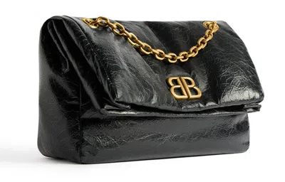 Balenciaga Monaco Mini Leather Shoulder Bag In Black