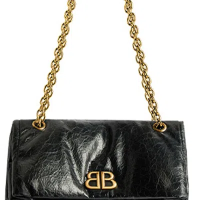 Balenciaga Monaco Mini Leather Shoulder Bag In Black