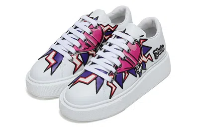 Prada (wmns)  Graphic Heart Platform Sneakers 'white Multi-color'