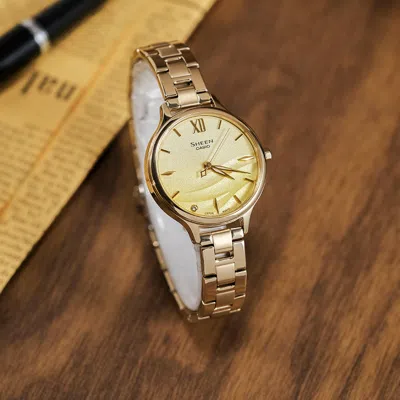 Casio Seawave Subject Fashion 3d Minimalistic Watch Sapphire Crystal Gradient Gold