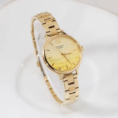 Casio Seawave Subject Fashion 3d Minimalistic Watch Sapphire Crystal Gradient Gold