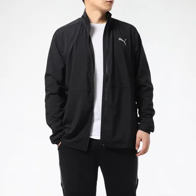 Puma Men's Regular-fit Full-zip Windbreaker In Black